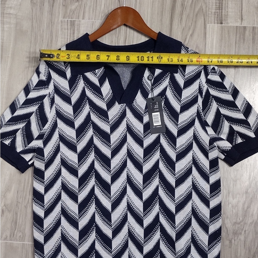 Ellie tahari Navy and White Chevron Men's size S brand new w tags - Picture 4 of 8
